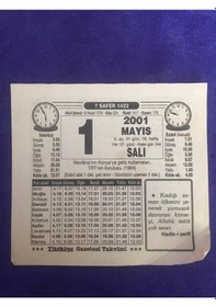 Resim 1 Mayıs 2001 Takvim Yaprağı - Nostalji Koleksiyonluk Takvim Yaprağı B 