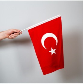 Resim Türk Bayrağı 30X45CM Raşel Kumaş - Sopalı-10 Adet 