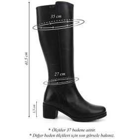 Resim Gönderi R Kadın Siyah Fermuarlı Kalın Topuklu Hakiki Deri Çizme Gkzc13444567 Siyah 