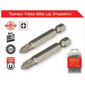 Resim DAFAK ENDÜSTRİYEL Tomax Yıldız Bits Uç Maktap Mıknatıslı Uç 50mm Pz2 1 Paket Toplam 30 Adet 