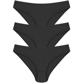 Resim Papatya Bikini Model 3'Lü Paket %100 Pamuk Siyah Kadın Külot Siyah 