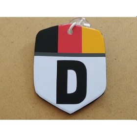 Resim Almanya Vantuzlu Cam Süsü 10x7,5cm D Logosu Dekor Levha, Asma Süs 1 Adet 