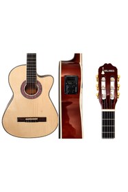 Resim valares QCG2303N Profesyonel Seri Elektro Klasik Gitar 39” 4 Bant Ekolayzır Gül Ağacı Klavye Full Paket 