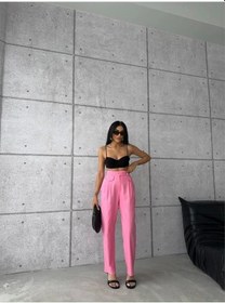 Resim Pantolon Kapalı Cep 3 Düğme Detaylı - Pembe Pembe 