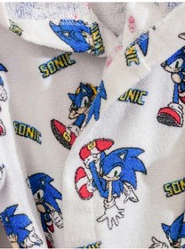 Resim Beyaz Sonic Baskılı Kız Çocuk Bornoz 