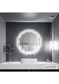 Resim Envara Beyaz Led'li Lazer Kumlamalı Lavabo & Banyo Aynası Dokunmatik Sensörlü 80 X 80 