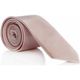 Resim Gaffy Pudra Pembe Slim Fit İnce Düz Renk Mendilli Saten Kravat - SS-3 (541368750) Pembe 