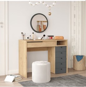 Resim Bohem Makyaj Masası 100cm Aynalı Çekmeceli Şifonyer Sepet-antrasit Boh29-sa Antrasit 
