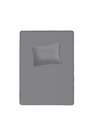 Resim %100 Pamuklu Bebek Lastikli Çarşaf 70x130+20 Bebek Yastık Kılıfı 35x45 Gri 