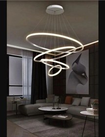 Resim Dörtlü Halka Model Sarkıt Modern Beyaz Işık Ultra Power Avizes 