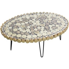 Resim Orta Sehpa Oval Kütük Ağaç Dalı Kesme Metal Çelik Ayak Yeni Trend 