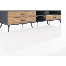 Resim Kronos Tv Ünitesi 2 Raflı 3 Çekmeceli 220x59x51 Antrasit-aytaşı/çam Aytası/atlas Çam - Antrasıt 