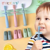 Resim TYRY.HU 2 adet Parmak Temizleme Aracı + 1 adet 360° Bebek Temizleme Aracı Emişli, Çoklu Bebek Diş Temizleme Seçenekleri, Silikon Diş Temizleme Fırçası, Bahar Festivali, Noel, Şükran Günü, Okul Sezonu için Hediye 
