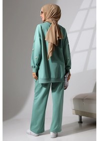Resim Mihran Butik Kadın Mint Yeşili Mevsimlik Penye Alt Üst Spor Ve Rahat Ikili Tunik Pantolon Şık Tesettür Takım Mint Yeşili 