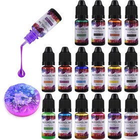 Resim DIY UV Epoksi Reçine Takı Yapım Kiti - 10ml Sanat Mürekkebi Alkol Reçine Pigment Sıvı Renklendirici Boya İnk Diffüzyon 