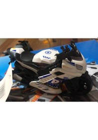 Resim Oyuncak Sürtmeli Polis Motorsikleti 15 Cm Beyaz Model Motorsiklet 