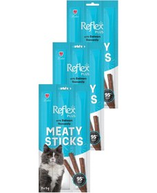 Resim Meaty Sticks Somonlu Kedi Ödül Çubuğu 3x5gr Üçlü Paket 