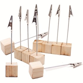 Resim 10 Adet Yaratıcı Metal Demir Sanat Kart/Fotoğraf Tutucu, Rustik Ahşap Tabanlı Not Klipsli Stand, Ev Dekorasyonu El Sanatları, Masa Aksesuarları 