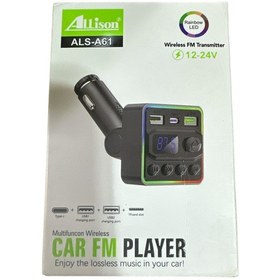 Resim Allison Als-a61 Bluetooth Araç Fm Transmitter Type-c & Çift Usb Şarjlı, Rgb Işıklı Mp3 Çalar 