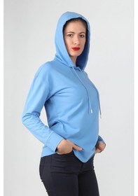 Resim Kadın Kapüşonlu Sweatshirt Mavi 