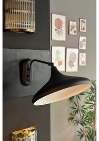 Resim Siyah Hareketli Başlık Tekli Aplik Salon Mutfak Cafe Butik Lamba Aydınlatma Siyah 