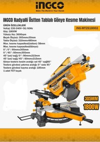 Resim Ingco Radyalli Üstten Tablalı Gönye Kesme Makinası 305 MM 