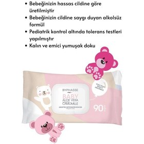 Resim Byphasse Bebekler İçin Islak Temizleme Mendili Hassas Cilt 90 Adet 