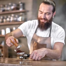 Resim Devmeer Kahve Tamperi -Siyah Ahşap Sap - Düz Tabanlı -Espresso Tamperi - Kahve Düzleştirici - Çap: 58 mm 