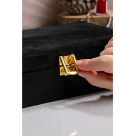 Resim Aynalı Siyah Kadife Organizatör, Takı Kutusu 