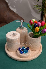 Resim MIARIK DESIGN & DEKORASYON DEKORATİF MERMER AKSESUAR DETAYLI 5 Lİ BANYO SETİ TAKIMI 