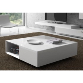 Resim LUXURY VİLLA Luxury Beyaz Lake Orta Sehpa 90x90 Yükseklik 30 Cm 