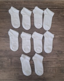 Resim SOCKSHION Çocuk Pamuklu Patik Çorap 10 Çift Beyaz 