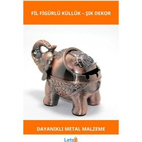 Resim Metal Fil Figürlü Şık Küllük Dekoratif Ve Fonksiyonel 
