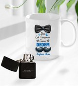 Resim Bk Gift Kişiye Özel Canım Dedem Tasarımlı Kupa Bardak Ve Benzinli Çakmak Seti-2 
