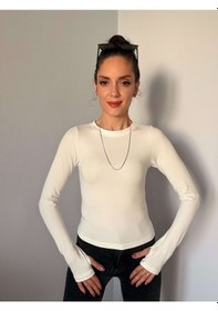 Resim Ali Butik Ekru Parmak Geçmeli Bisiklet Yaka Bluz Ekru 