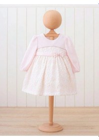 Resim Miomini Baby Kız Bebek Çizgili Fiyonklu Şık Elbise-15173 Pudra 