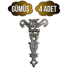 Resim Kelebek Büyük Gümüş Dolap Menteşesi Mobilya Kutu Menteşesi Gümüş 4 Adet En:4cm Boy:7cm Gümüş 