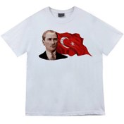 Resim fame-stoned Unisex Beyaz Mustafa Kemal Atatürk Baskılı T-shirt 