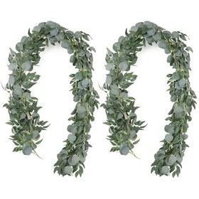 Resim Lasonstiges Yapay Okaliptüs Çelenk Söğüt Vine2 Paket 6.5 Feet Okaliptüs Çelenk Yeşilgümüş Dolar Okaliptüs 