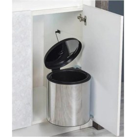 Resim Içi Kapağa Monte Çöp Kovası 11 Litre Mutfak Tezgah Altı Paslanmaz Çelik Otomatik 