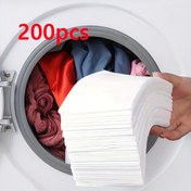 Resim 200 Adet Beyaz Çamaşır Bezi - Leke Tutmayan, Renk Emici Kağıt, Karışık Yıkamaya Uygun, Çamaşır Makinesi Aksesuarı 