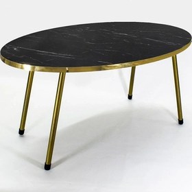 Resim Uslucan Alışveriş Orta Sehpa Elips Gold Metal Ayak Bendir Gold Çok Renkli 