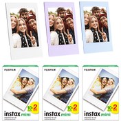 Resim Fujifilm Instax Mini 60'lı Film ve Lila-Mavi-Beyaz 3 Fotoğraf Çerçevesi Fujifilm