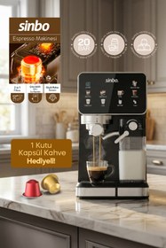 Resim Sinbo Scm‑2995 Pro Kapsüllü & Toz Kahve Espresso Makinesi – 20 bar Basınç, Süt Haznesi, Dokunmatik 
