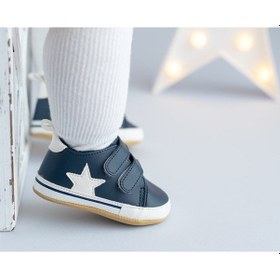 Resim First Step Beyaz Yıldızlı Lacivert Patik Bebek Patik Kışlık, Anaokulu, Kreş, Ev Günlük Ayakkabı G-2352-LACIVERT Lacivert 