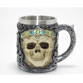 Resim Uslucan Alışveriş Taçlı Kurukafa Kralı 3d Kabartmalı Çelik Kupa Bardak Diğer 