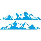 Resim 2 Adet / Takım D-750 Dağ Desenli Araba Modifiye Dekoratif Etiket Mavi 