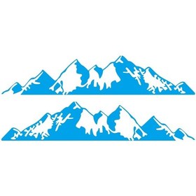 Resim 2 Adet / Takım D-750 Dağ Desenli Araba Modifiye Dekoratif Etiket Mavi 