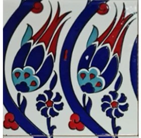 Resim Armada Çini 20x20 Cm SP 77 Kütahya Çinisi İznik Lale Desen Çini Karo 