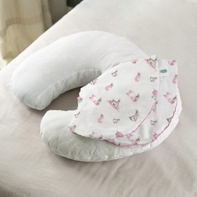 Resim Müslin Bebek Emzirme Destek Yastığı Kılıfı - Bébé Lapin Rose 